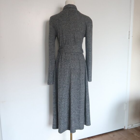 ZARA Gray Turtleneck Long Sleeve Belted Knit Midi Dress Size S - Picture 5 of 9